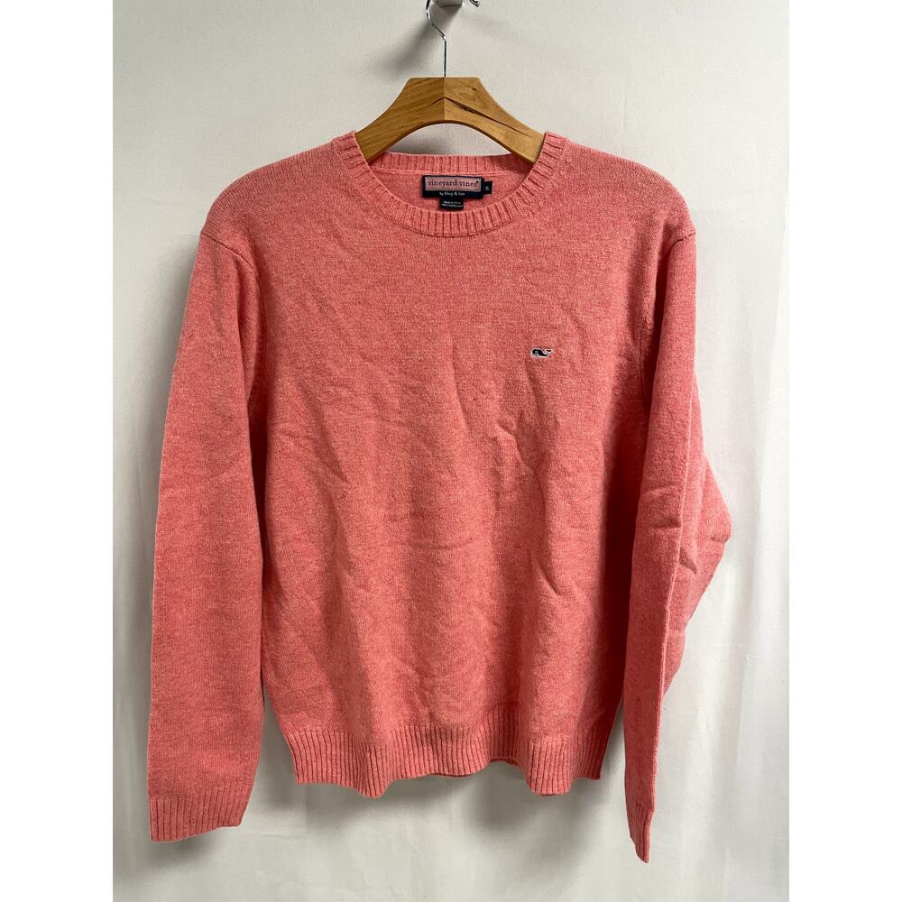 VINEYARD VINES Whale Crew Neck Lambswool Sweater Super Soft Coral Men's XXL